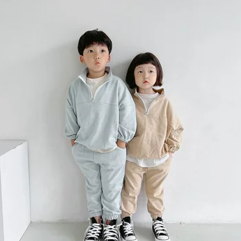ילדים קוריאנים תלבושות ילדה תינוק מזדמנים ספורט להגדיר ילד תינוק שרוול מלא חולצות+מכנסיים 2pcs ילד סתיו חופשי החולצה להגדיר