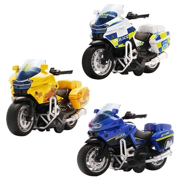 צעצועים של ילדים סימולציה ברזל נסיעה באופנוע משטרתי חזרה לכוח סגסוגת המכונית 4d דגם עם אורות מסנוורים מירוץ