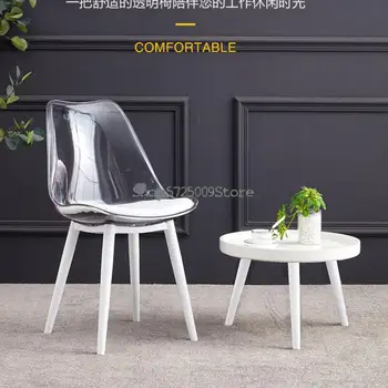 נורדי מחוז שטח דירה קטנה אופנה איפור שקוף כיסא פלסטיק קריסטל לבן האוכל הכיסא מעצב מסמר כיסא
