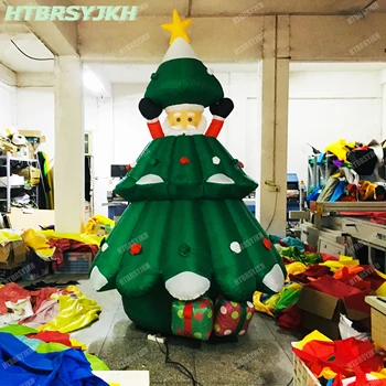 מתנפח ענק עץ חג המולד עם מתנות אוויר לפוצץ את סנטה קלאוס, חג המולד חג קישוט חיצוני הפנים קישוט עבור מפרסמים.