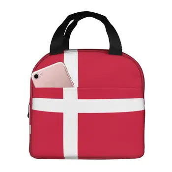 Danemark-drapeau דגל הצהריים נייד תרמי מבודד לשימוש חוזר עמיד עמיד למים פרסום התיבה עבור המשרד הספר פיקניק
