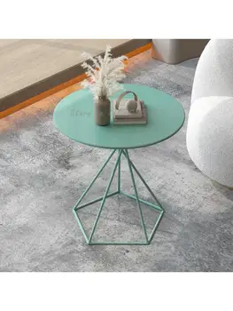 תוספות בסגנון סלון שולחן קפה קטן בדירה אור פשוט יוקרה ספה שולחן צד Macaron מרפסת שולחן עגול קטן.