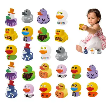 מיני ליל כל הקדושים ברווז מקלחת ברווז אמבטיה צעצועים 24pcs מיני ילדים הברווזונים מגוון מפואר גומי ברווזים צפים חידוש ברווז ילד ילדה