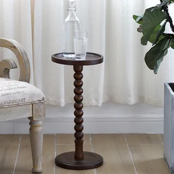 מעץ מלא שולחן קטן יצירתי הספה לצד שולחן סלון ריהוט רטרו אור יוקרה מיני שולחן קפה