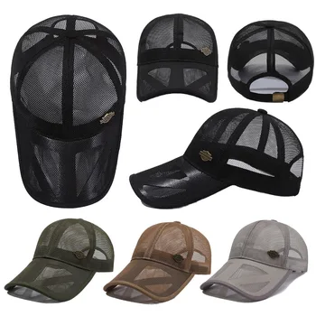 מלא חלול הקיץ כובע נשים גברים כובע בייסבול מוצק צבע רשת כובע Snapback כובע הדייגים גברים לנשימה חיצונית משאית כובע ליידי