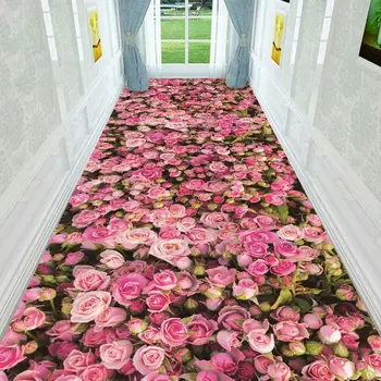 הבית בהזמנה אישית זמן מסדרון מסדרון עם שטיח פרחוני 3D שטיחים עבור הסלון החלקה רצפת המטבח שטיח שטיח החתונה רצים