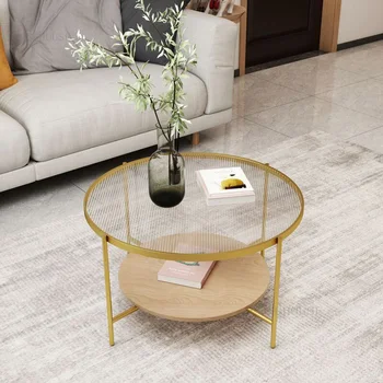 יצירתי עגול זכוכית שולחנות קפה פשוטה הסלון רהיטים מודרניים אור יוקרה שולחן נמוך הביתה, בסלון ספה שולחן צד