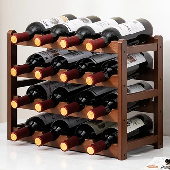 מיני במבוק יין מתלה בקבוקים מדפים לאחסון משקאות תצוגה ארון וינטג ' יושב בחדר Botellero יין מדרה ריהוט הבית