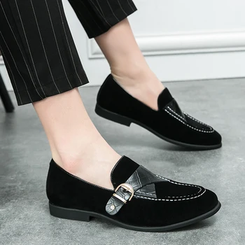 Doudou גברים נעלי עסקי לנשימה להחליק על הגירסה הקוריאנית של כל התאמה רגל חלבית מזדמן חברתית קטנה נעלי עור