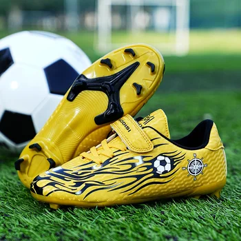 חוצות זהב של ילדים אימון כדורגל נעלי AG/TF סוליות כדורגל ילדים בנים איכות נעלי כדורגל לילדים Futsal נעליים