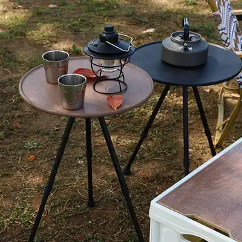 חיצונית מיני קמפינג סגסוגת אלומיניום מתקפל קטן שולחן עגול נייד חצובה מתכוונן נשלף שולחן אוכל שולחן קפה